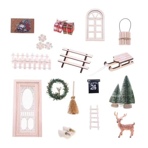 Miniatur-Rentier-Türkranz-Set für Puppenhäuser, Weihnachtsdorf, Kunstharz, Handwerk, Tischdekoration, einfache Montage, Miniaturtür Miniatur-Rentier-Türkranz-Set für Puppenhäuser, Weihnachtsdorf, Kunstharz, Handwerk, Tischdekoration, einfache Montage, Miniaturtür von Morain