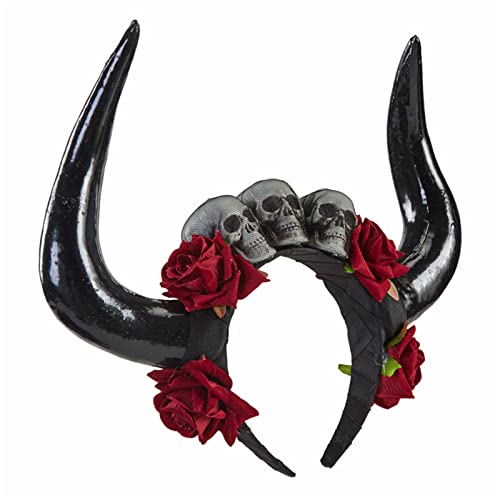 Morain Stirnbänder Antilope Stirnband Halloween Horn Teufelshörner Stirnband Schädel Stirnband Goth Kopfschmuck Tag der Toten Stirnband von Morain