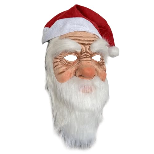 Morain Weihnachtsmann-Gesichtsbedeckung mit Hut und Bart für Weihnachten, Kindergeburtstag, Party, Kostüm, Vollkopf-Gesichtsabdeckung, verstellbare Größe Morain Weihnachtsmann-Gesichtsbedeckung mit Hut und Bart für Weihnachten, Kindergeburtstag, Party, Kostüm, Vollkopf-Gesichtsabdeckung, verstellbare Größe von Morain