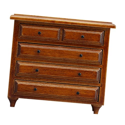 Retro Puppenhäuser Kommode 1/12 Maßstab Holz Kastanie Aufbewahrungseinheit mit glatten Schubladen Miniatur-Schlafzimmermöbel Vintage Puppenhäuser Möbel Kastanien-Schubladen Retro Puppenhäuser Kommode 1/12 Maßstab Holz Kastanie Aufbewahrungseinheit mit glatten Schubladen Miniatur-Schlafzimmermöbel Vintage Puppenhäuser Möbel Kastanien-Schubladen von Morain