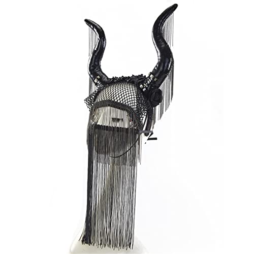 Stirnbänder, Halloween Teufelshörner Stirnband Antilope Stirnband Horn Kopfbedeckung Maske Kette für Frauen Fransen Maskerade von Morain