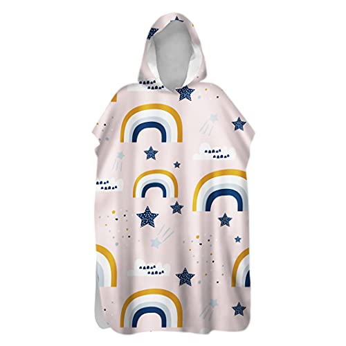 Morbuy Kinder Badeponcho mit Kapuze, 3D Bunter Bögen Druck Bademantel Mikrofaser Weich Badetuch Schnelltrocknend Surf Poncho für Mädchen Jungen Erwachsene Schwimmen Strand (60x80cm,Star) von Morbuy