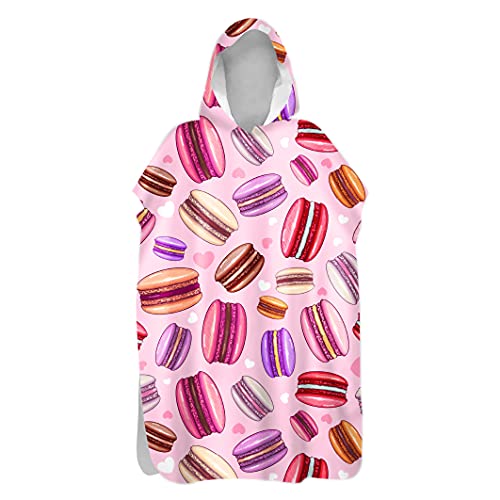 Morbuy Kinder Badeponcho mit Kapuze, 3D Dessert Druck Bademantel Mikrofaser Weich Badetuch Schnelltrocknend Surf Poncho für Mädchen Jungen Erwachsene Schwimmen Strand (60x80cm,Rosa Liebe) von Morbuy