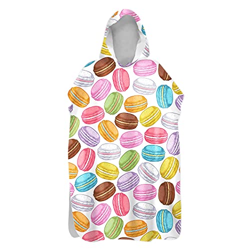 Morbuy Kinder Badeponcho mit Kapuze, 3D Dessert Druck Bademantel Mikrofaser Weich Badetuch Schnelltrocknend Surf Poncho für Mädchen Jungen Erwachsene Schwimmen Strand (80x110cm,Macaron) von Morbuy