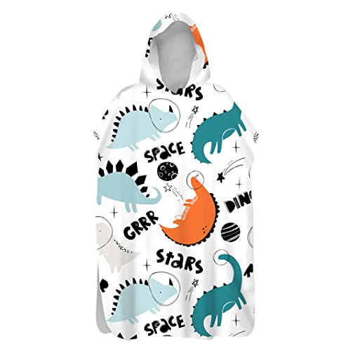 Morbuy Kinder Badeponcho mit Kapuze, 3D Netter Dinosaurier Bademantel Mikrofaser Weich Badetuch Schnelltrocknend Surf Poncho für Mädchen Jungen Erwachsene Schwimmen Strand (60x80cm,Platz) von Morbuy