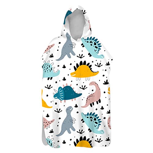 Morbuy Kinder Badeponcho mit Kapuze, 3D Netter Dinosaurier Bademantel Mikrofaser Weich Badetuch Schnelltrocknend Surf Poncho für Mädchen Jungen Erwachsene Schwimmen Strand (75x110cm,Karikatur) von Morbuy