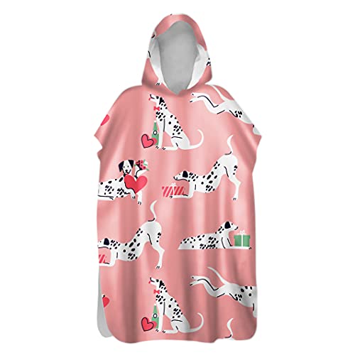 Morbuy Kinder Badeponcho mit Kapuze, 3D Süßer Hund Druck Bademantel Mikrofaser Weich Badetuch Schnelltrocknend Surf Poncho für Mädchen Jungen Erwachsene Schwimmen Strand (60x80cm,Rosa Liebe) von Morbuy