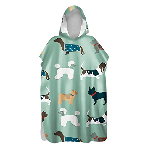 Morbuy Kinder Badeponcho mit Kapuze, 3D Süßer Hund Druck Bademantel Mikrofaser Weich Badetuch Schnelltrocknend Surf Poncho für Mädchen Jungen Erwachsene Schwimmen Strand (75x110cm,Pudel) von Morbuy