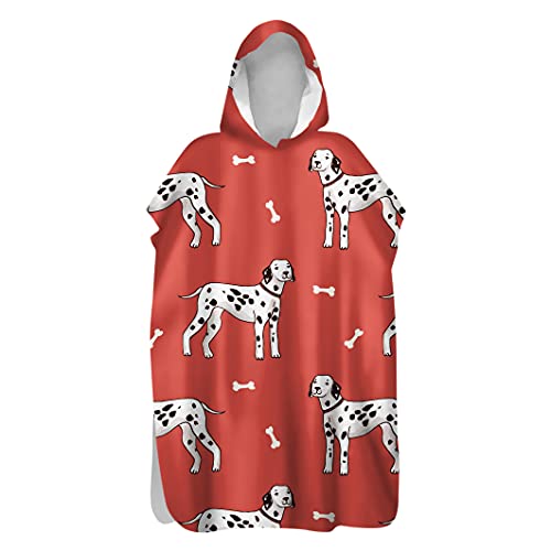 Morbuy Kinder Badeponcho mit Kapuze, 3D Süßer Hund Druck Bademantel Mikrofaser Weich Badetuch Schnelltrocknend Surf Poncho für Mädchen Jungen Erwachsene Schwimmen Strand (80x110cm,Dalmatiner) von Morbuy