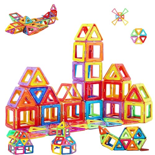 morkka Magnetische Bausteine, Magnetspielzeug Magneten Kinder Magnetbausteine Magnet Spielzeug Magnetspiele für Kinder Geschenk ab 3 4 5 6 7 8 Jahre Junge Mädchen Bauklötze Kinderspielzeug(65 PCS) von morkka