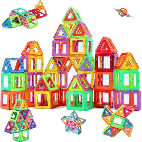 morkka Magnetische Bausteine, Magnetspielzeug Magneten Kinder Magnetbausteine Magnet Spielzeug Magnetspiele für Kinder Geschenk ab 3 4 5 6 7 8 Jahre Junge Mädchen Bauklötze Kinderspielzeug(76 pcs) von morkka