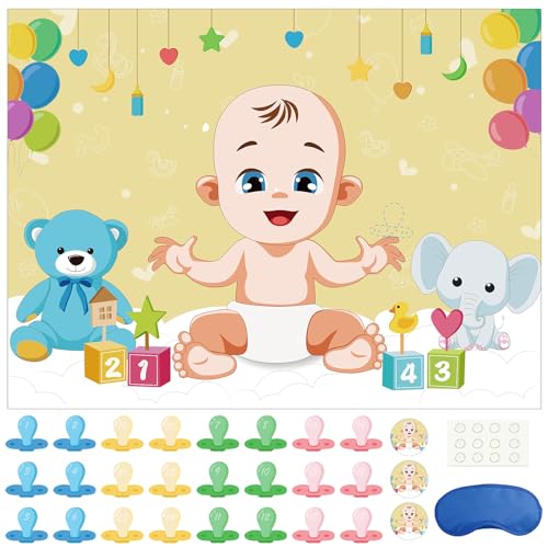 Morcheiong Pin The Pacifier on The Baby Game with 48 Pacifiers, Baby Shower Game, Baby Shower Party Favors Supplies Decorations von Morcheiong