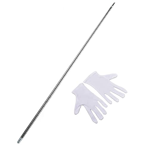 130cm Magischer Zauberstab Metall, Tragbar Magic Metall Pocket Stick Taschenstab Pocket Staff Faltbar Zauberstab Magischer Teleskopstab für Magische Performance-Bühne,Silber mit Handschuhen von MoreChioce