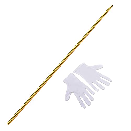 MoreChioce 150cm Magischer Zauberstab Metall, Tragbar Magic Metall Pocket Stick Taschenstab Pocket Staff Faltbar Zauberstab Magischer Teleskopstab für Magische Performance-Bühne,Gold mit Handschuhen von MoreChioce