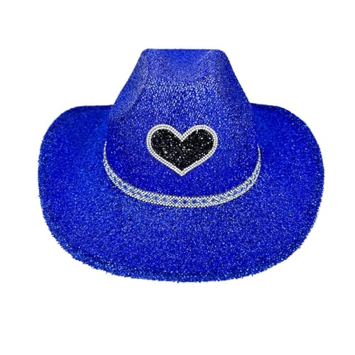 Glitzernder Cowboyhut – Westernhut mit breiter Krempe, Cowgirl-Hut, Disco, Party-Kopfbedeckung, Kostümzubehör, Cosplay-Requisiten für Männer und Frauen von Moreeulsi