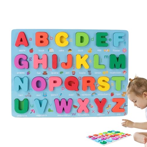 Moreeulsi Buchstabenrätsel für Kinder, Alphabeträtsel für Kleinkinder | Buntes waschbares Alphabet-Puzzle aus Holz für Kinder - Frühe Lernaktivitäten, Puzzle-Brett für Kindergarten, Vorschule, von Moreeulsi