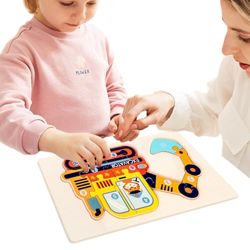 Moreeulsi Feuerwehrauto-Rätsel, Aufklärungspuzzle aus Holz, 3D-Puzzle aus Holz, Puzzles für Kleinkinder zur Entwicklung der Feinmotorik für und Mädchen für Kleinkinder von Moreeulsi