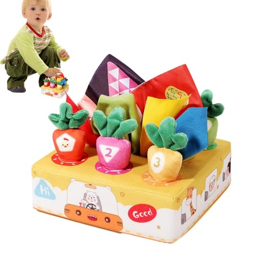 Moreeulsi Kids Tissue Box Toy - Pull Carrot Tissue Box Flannel Sensory Toy - Motorik Lernspielzeug Weiches Lernspielzeug für Mädchen & von Moreeulsi