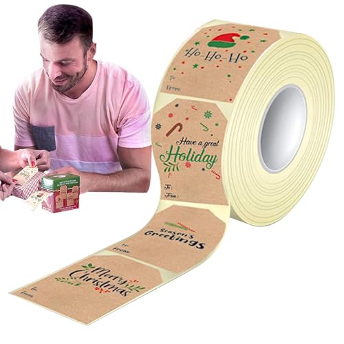 Moreeulsi Natürliche braune Kraft-Etikettenaufkleber | Kraftpapier-Geschenketiketten Weihnachten,200 Stück braune Selbstklebende Weihnachtsetiketten für handgeschriebene Namen, Partyaufkleber, von Moreeulsi