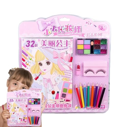 Moreeulsi Prinzessin-Anziehspiel,Prinzessin-Anziehspiel-Set, Make-up-Buch-Aktivitätsspielzeug, Prinzessin-Fantasie-Make-up-Spiel für Kinder ab 3 Jahren, kosmetisches Rollenspiel-Zeichenbuch, lustiges von Moreeulsi