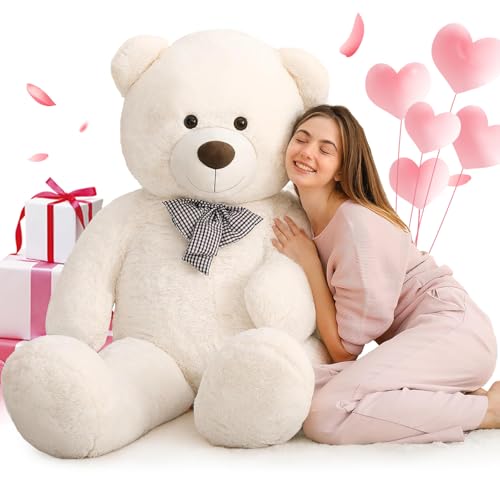 MorisMos 120cm Riesen Teddy, Teddybär Groß XXL Kuscheltier Stofftier, Ivory Großer Teddybär,Stuffed Toy Bear, Kinder, Jungen, Mädchen Freundin Mutter Frauen von MorisMos