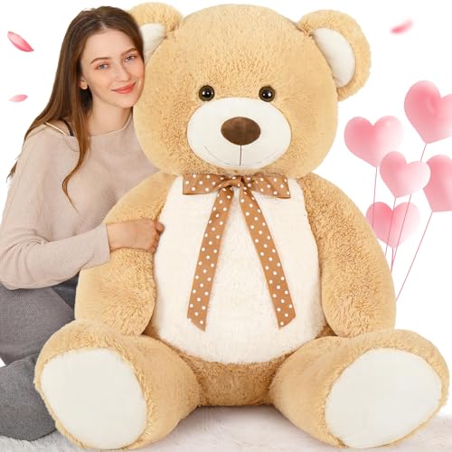 MorisMos 120cm Teddybär groß XXL - Apricot-Weiß riesen Teddys Bär XXL Plüschbär Kuschelbär, Gefüllt Kinder Geschenk von MorisMos