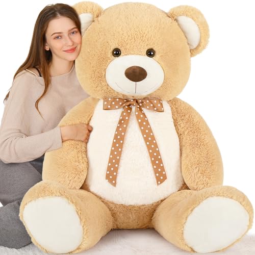 MorisMos 120cm Teddybär groß XXL - Apricot-Weiß riesen Teddys Bär XXL Plüschbär Kuschelbär, Gefüllt Kinder Geschenk von MorisMos