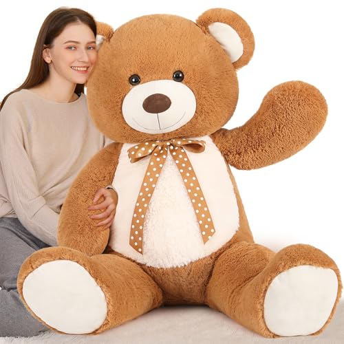 MorisMos 120cm Teddybär groß XXL - Dunkelbraun-Weiß riesen Teddys Bär XXL Plüschbär Kuschelbär, Gefüllt Kinder Geschenk von MorisMos