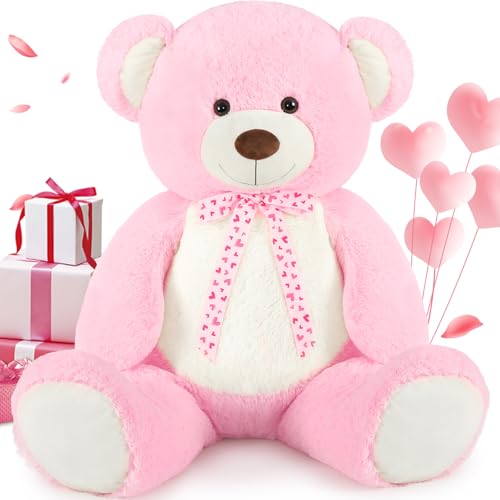 MorisMos 120cm Teddybär groß XXL - Rosa riesen Teddys Bär XXL Plüschbär Kuschelbär, Gefüllt Kinder Geschenk von MorisMos