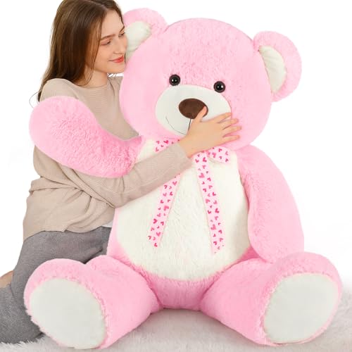 MorisMos 120cm Teddybär groß XXL - Rosa riesen Teddys Bär XXL Plüschbär Kuschelbär, Gefüllt Kinder Geschenk von MorisMos