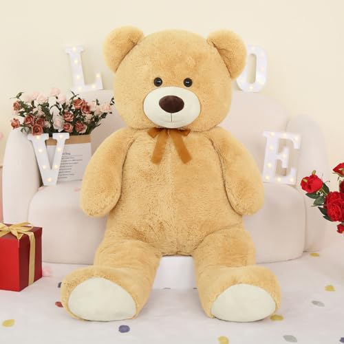 MorisMos weich riesen Teddy teddys XXL Kuscheltier, 130cm Apricot bär teddybär groß XXL, süß teddybären Geburtstag Weihnachten Geschenk Kinder mädchen Freundin von MorisMos