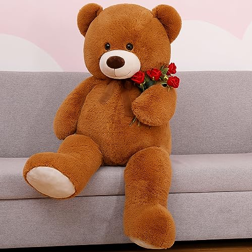 MorisMos weich riesen Teddy teddys XXL Kuscheltier, 130cm bär Dunkelbraun groß teddybär XXL, großer teddybären Geburtstag Kinder mädchen Freundin von MorisMos