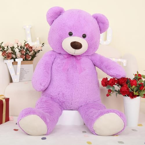 MorisMos weich riesen Teddy teddys XXL Kuscheltier, 130cm bär Lilac teddybär groß XXL, süß teddybären Geburtstag Weihnachten Geschenk Kinder mädchen Freundin von MorisMos