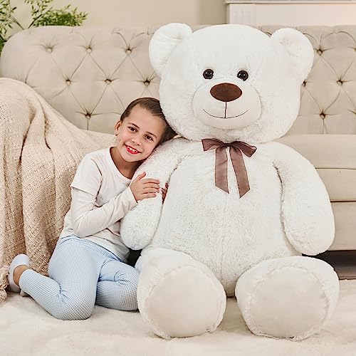 MorisMos weich riesen Teddy teddys XXL Kuscheltier, 130cm bär weiß teddybär groß XXL, süß teddybären Geburtstag Weihnachten Geschenk Kinder mädchen Freundin von MorisMos