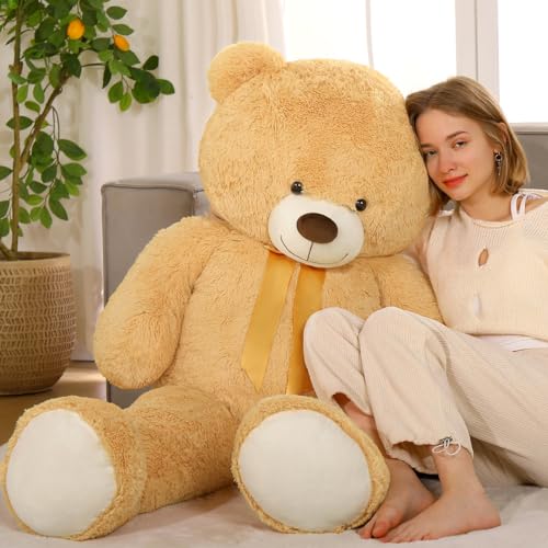 MorisMos weich Kuscheltier XXL,130cm hoch Teddybär groß XXL, Hellbraun riesen teddys Teddy teddybären,Geburtstag Kinder mädchen von MorisMos