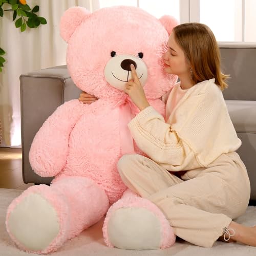 MorisMos weich Kuscheltier XXL,130cm hoch Teddybär groß XXL, Rosa riesen teddys Teddy teddybären,Geburtstag Weihnachten Geschenk Kinder mädchen von MorisMos