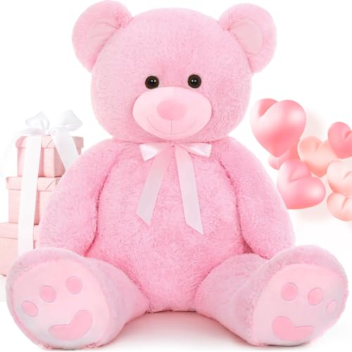 MorisMos 150cm Teddybär groß XXL, Hell-rosa riesen Teddy kuschelbär Plüschbär, weich kuschelpuppe Geschenk für Mädchen von MorisMos