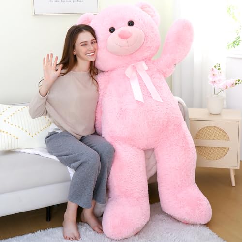 MorisMos 150cm Teddybär groß XXL, Hell-rosa riesen Teddy kuschelbär Plüschbär, weich kuschelpuppe Geschenk für Mädchen von MorisMos