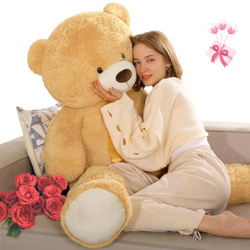 MorisMos 150cm riesen Teddy,Hellbraun groß teddybär XXL, kuschelig Plüschbär XXXL, Geburtstagsgeschenk für Freundin Frauen Mädchen von MorisMos