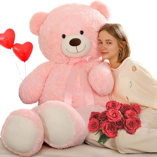 MorisMos 150cm riesen Teddy, Rosa groß teddybär XXL, weich Kuscheltier XXXL, Valentinstag Liebesgeschenk Partnerin Ehefrau Mutter Freundin Frauen von MorisMos