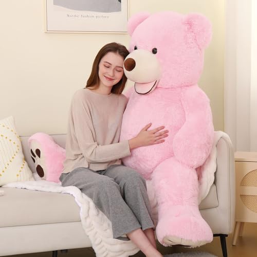 MorisMos 150cm riesen Teddy mit Lächeln, rosa süß groß teddybär XXL, XXXL plüschbär kuschelbär,Geschenk für mädchen von MorisMos