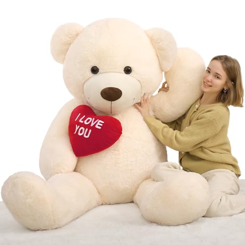 MorisMos 183cm Ivory Riesen Teddy, weich Teddybär groß XXL, weich Teddys Kuscheltier Stofftier Plüschtier Mädchen Freundin Partnerin Ehefrau Frauen Mutter Kinder von MorisMos