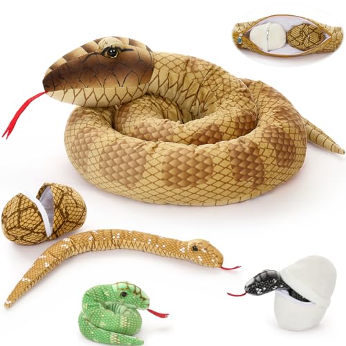 MorisMos 200cm lang riesen Schlange Kuscheltier XXL mit Babys, weich Kuschel-Schlange Snake Cobra Plüschtier Stofftier als Geschenk für Kinder von MorisMos