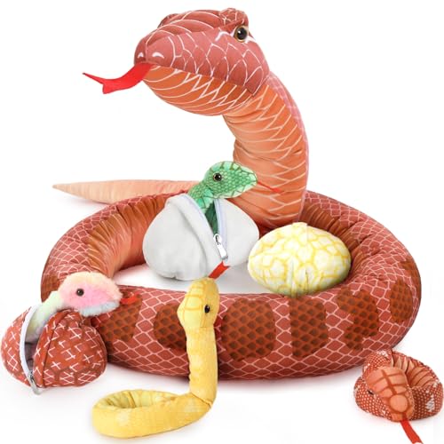 MorisMos 300cm lang Schlange Kuscheltier XXL mit Baby im Bauch, riesen groß Plüschschlange Plüschpuppe, Flauschiger Stofftier Plüschtier Snake Geschenk für Jungen von MorisMos