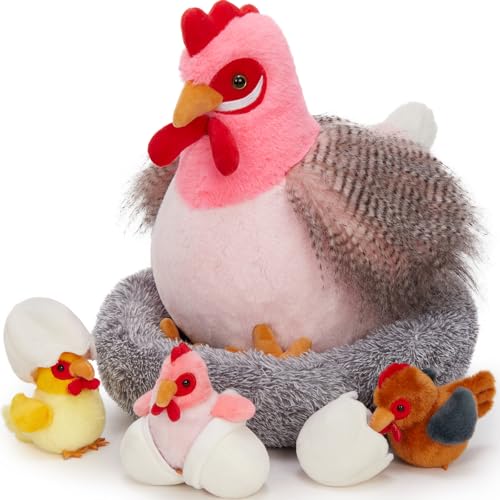 MorisMos 35cm hoch riesen Huhn Kuscheltier XXL mit 3 Babys im Hühnernest, süß Küken mit Ei plüschtier stofftier,chickenteddy Geburtstag Weihnachten Geschenk für Kinder Baby-Rosa MorisMos 35cm hoch riesen Huhn Kuscheltier XXL mit 3 Babys im Hühnernest, süß Küken mit Ei plüschtier stofftier,chickenteddy Geburtstag Weihnachten Geschenk für Kinder Baby-Rosa von MorisMos