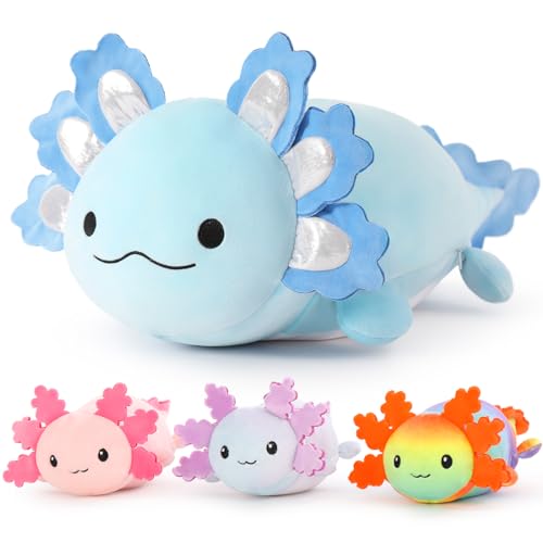 MorisMos 4 stücke Axolotl Plüschtier Blau Set, 60 cm lang süß Axolotl Kuscheltier XXL mit Babys im Bauch, weich Kissen Puppe Kinder Baby MorisMos 4 stücke Axolotl Plüschtier Blau Set, 60 cm lang süß Axolotl Kuscheltier XXL mit Babys im Bauch, weich Kissen Puppe Kinder Baby von MorisMos