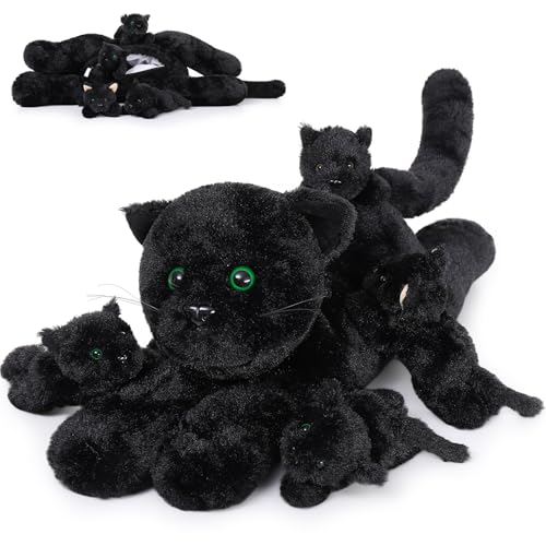 MorisMos riesen Katze schwarz Plüschtier XXL, 52cm lang groß Plüsch Katze Kuscheltier XXL mit 4 Babys im Bauch, Kätzchen Geburtstag Weihnachten Geschenk Kinder, cat Black Soft Toy MorisMos riesen Katze schwarz Plüschtier XXL, 52cm lang groß Plüsch Katze Kuscheltier XXL mit 4 Babys im Bauch, Kätzchen Geburtstag Weihnachten Geschenk Kinder, cat Black Soft Toy von MorisMos