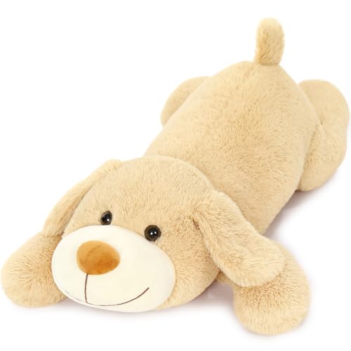 MorisMos 80cm Golden Retriever liegend Hund Kuscheltier XXL, Braun riesen Plüschhund Stofftier,Geburtstag Geschenk Kinder Baby von MorisMos