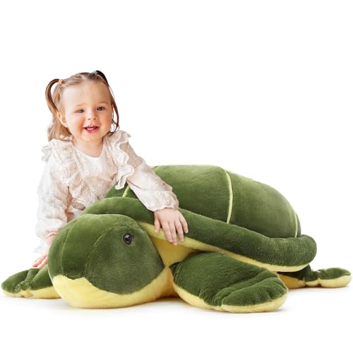 MorisMos 85cm lang riesen Schildkröte Kuscheltier XXL,Grün groß Schildkröte Plüschtier Stofftier,Geburtstag Geschenk Kinder Baby von MorisMos