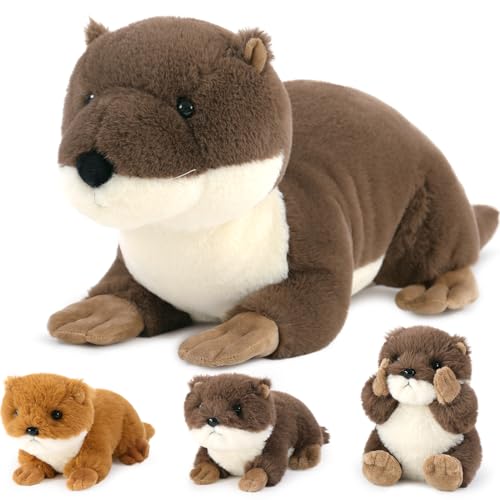 MorisMos Braun Fischotter Kuscheltier XXL, 60cm Riesen Plüschtier Otter mit 3 Baby im Bauch,Gross Plüschotter Plüschtier Stofftier Geschenk für Kinder von MorisMos